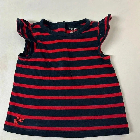 Ralph Lauren - striped tank top with ruffle cap sleeves. Size 3 months - Picture 1 of 3